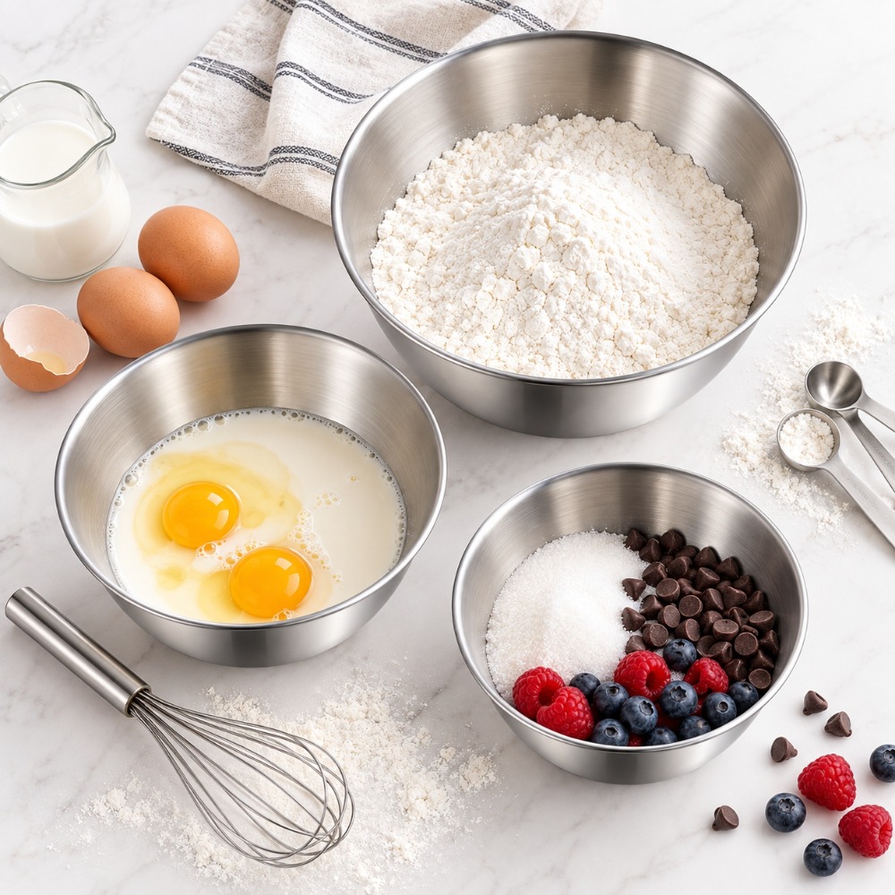 Baking Kitchen Set - Satu Set 3 Mangkuk Pengaduk Baja